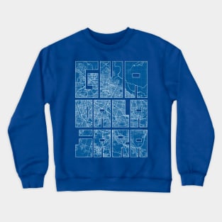 Guadalajara, Mexico Map Typography - Blueprint Crewneck Sweatshirt